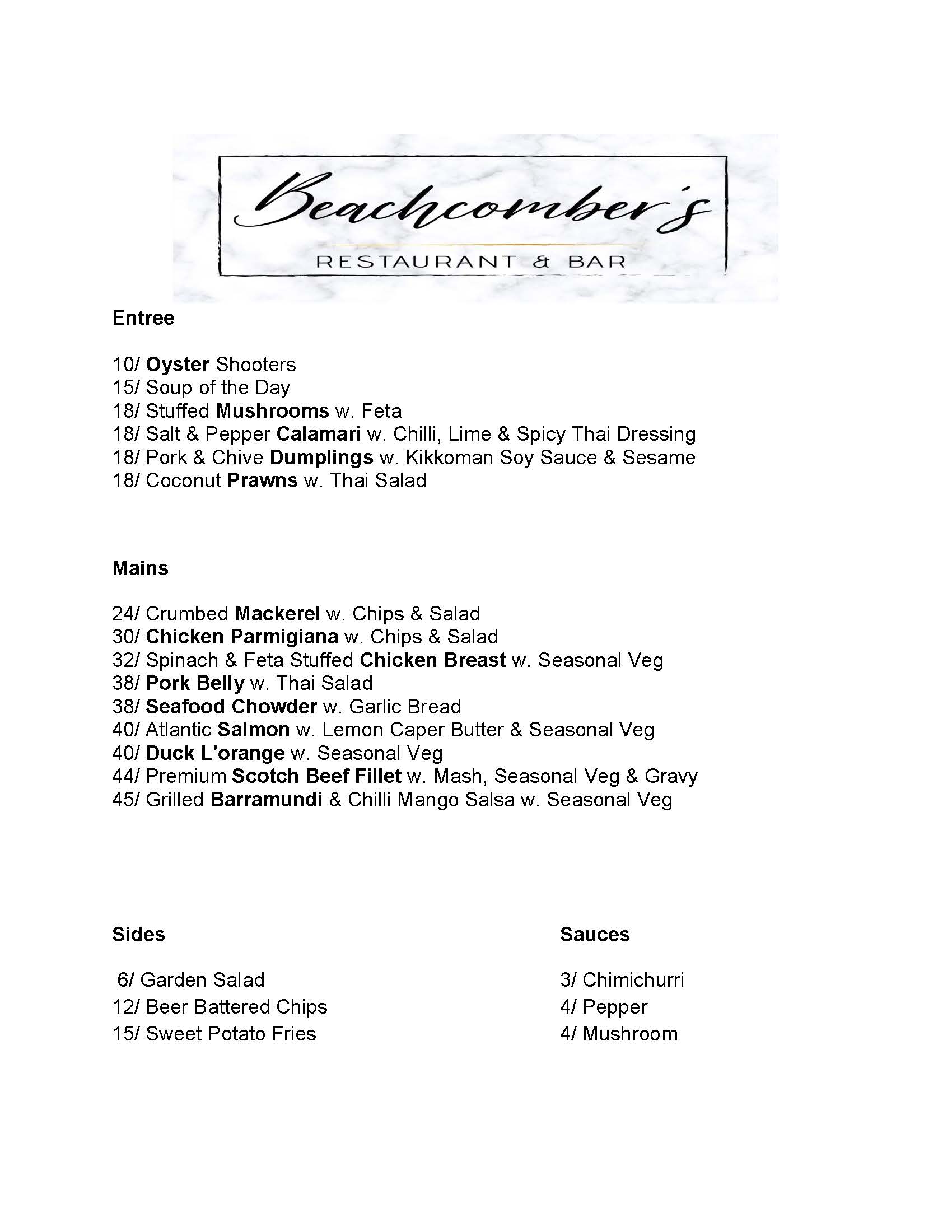 Menu Page 1